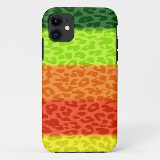 緑のライムのオレンジ赤の黄色のヒョウのレトロは縞で飾ります Case-Mate iPhoneケース (裏面)