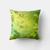 緑のライムのグランジなヴィンテージの花柄パターン クッション (裏面)