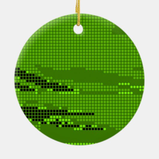 緑のライムの黒のネオンレトロは芸術に点を打ちます セラミックオーナメント (裏面)