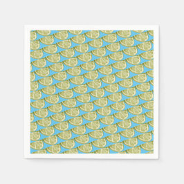 緑のライムスライスのパターン スタンダードカクテルナプキン