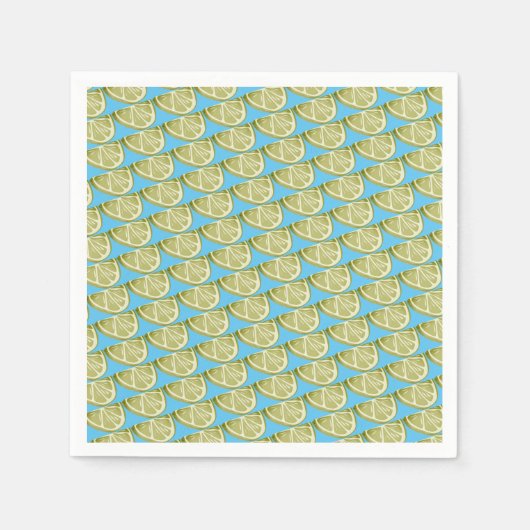緑のライムスライスのパターン スタンダードカクテルナプキン (正面)