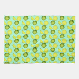 緑のライムパターン キッチンタオル