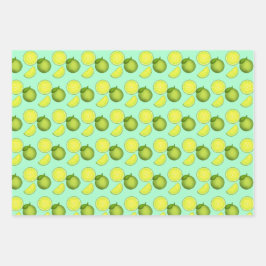 緑のライムパターン ラッピングペーパーシート