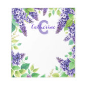 緑のライラックの名前と離れモノグラム付き ノートパッド (正面)