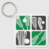 緑のラクロスブロックの棒とボール キーホルダー (正面)