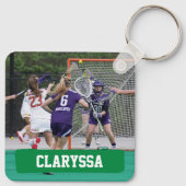 緑のラクロスブロックの棒とボール キーホルダー (裏面)