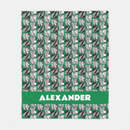 緑のラクロスブロックの棒とボール フリースブランケット