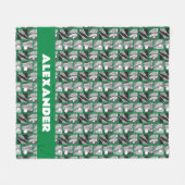 緑のラクロスブロックの棒とボール フリースブランケット (正面(横))