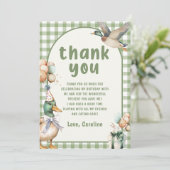 緑のラッキーダックバルーン誕生日感謝カード 招待状 (スタンド正面)