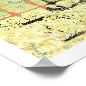 緑のラティス(黄色の抽象芸術絵画) ポスター (角)