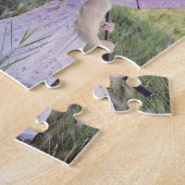 緑のラベル縦4家族の写真コラージュ ジグソーパズル (側面)