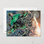 緑のランタンおよび月 ポストカード (正面/裏面)