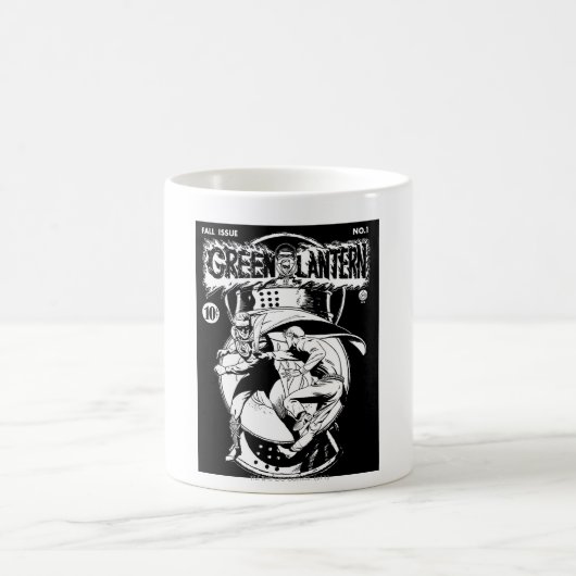 緑のランタンと戦うケープと黒と白 コーヒーマグカップ (中央)