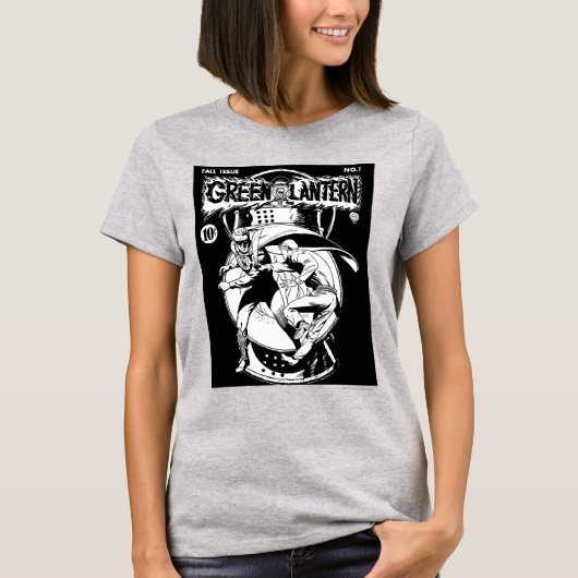 緑のランタンと戦うケープと黒と白 Tシャツ (正面)