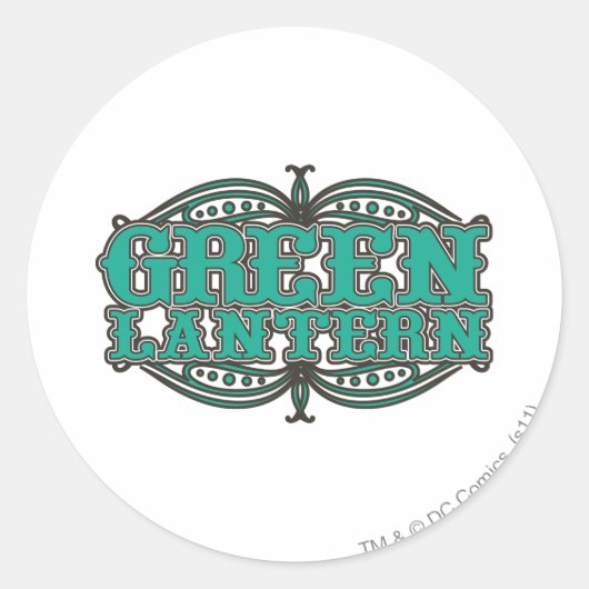緑のランタンのショータイム文字 ラウンドシール (正面)