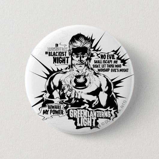 緑のランタンの文字のコラージュ 缶バッジ (正面)