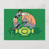 緑のランタンシティの背景とロゴ ポストカード (正面)