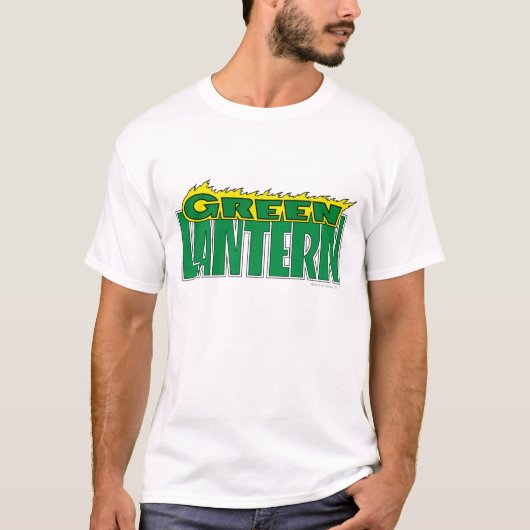 緑のランタンロゴ – 黄色の炎 Tシャツ (正面)