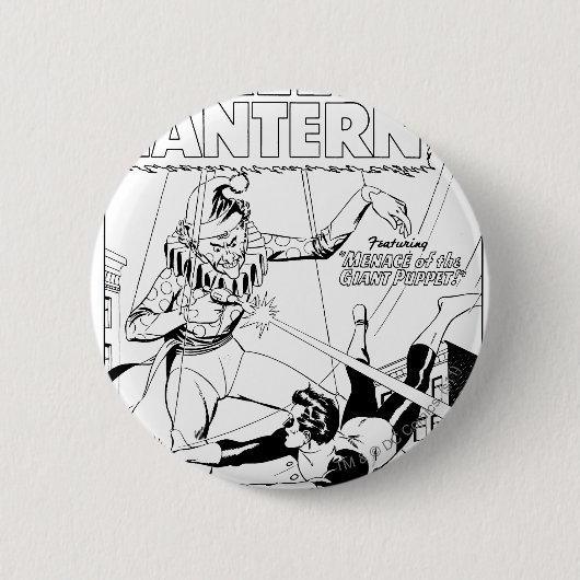 緑のランタン対白黒ピエロ 缶バッジ (正面)