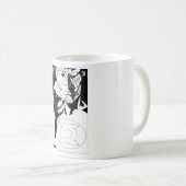 緑のランタン閉じたカバー、白黒 コーヒーマグカップ (正面右)