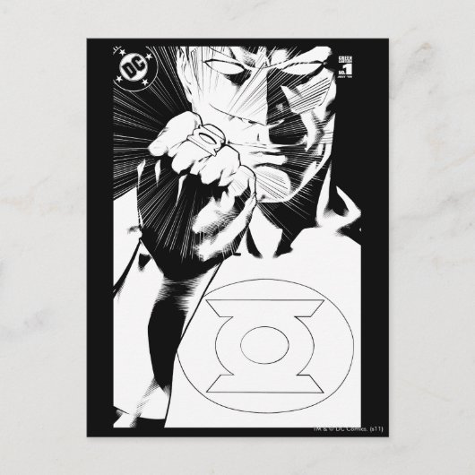 緑のランタン閉じたカバー、白黒 ポストカード (正面)