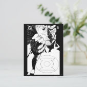 緑のランタン閉じたカバー、白黒 ポストカード (スタンド正面)