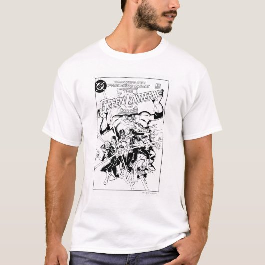 緑のランタン隊、白黒 Tシャツ (正面)