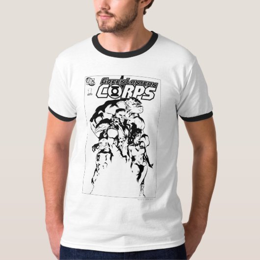 緑のランタン隊、白黒 Tシャツ (正面)