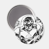 緑のランタン飛んでいる、白黒 マグネット (正面/裏面)