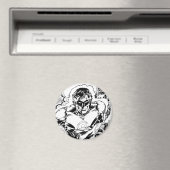 緑のランタン飛んでいる、白黒 マグネット (インサイチュ (食洗機))