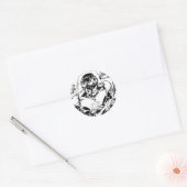 緑のランタン飛んでいる、白黒 ラウンドシール (封筒)