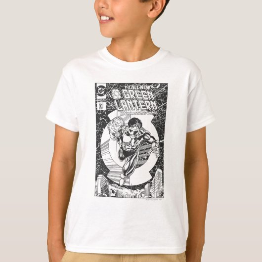 緑のランタン – すべてここに始まる,黒と白 Tシャツ (正面)