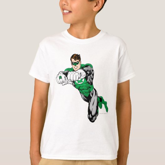 緑のランタン – 両腕を前方 Tシャツ (正面)