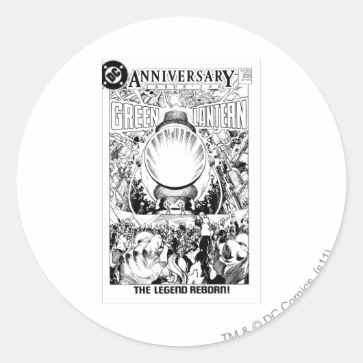 緑のランタン – 伝説の再生、黒と白 ラウンドシール (正面)