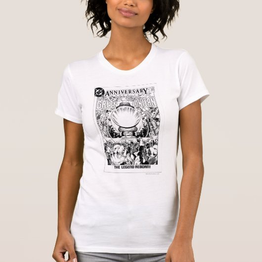 緑のランタン – 伝説の再生、黒と白 Tシャツ (正面)