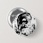 緑のランタン-白黒多くのリング 缶バッジ (正面&裏面)