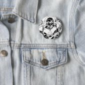 緑のランタ飛んでいるン、白黒 缶バッジ (インサイチュ)