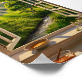 緑のランドスケープ暖かい日光デジタルダウンロードアート ポスター (角)