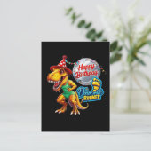 緑のランニング用ウェアを着たT-レックス ポストカード (スタンド正面)