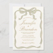 緑のリエレガントボンの手結婚引き 招待状 (正面)