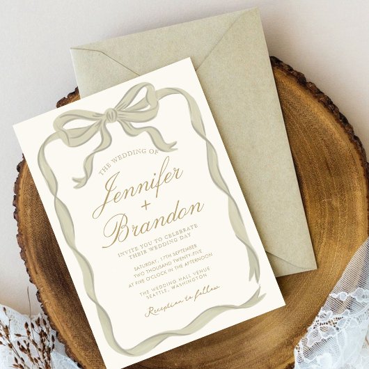 緑のリエレガントボンの手結婚引き 招待状