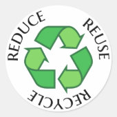 緑のリサイクルの記号は、再利用のリサイクルを減らします ラウンドシール (正面)