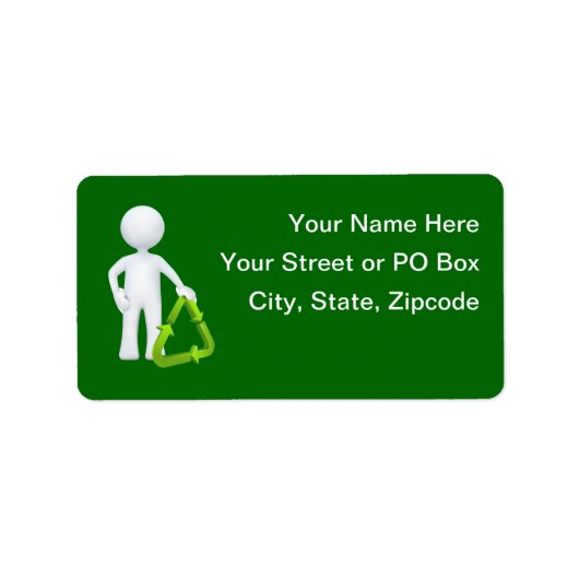 緑のリサイクル記号と男性 ラベル (正面)
