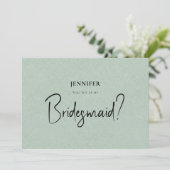 緑のリネンの白い台本は私の花嫁になる 招待状 (スタンド正面)