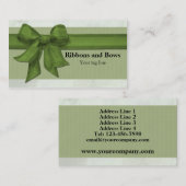 緑のリボンおよび弓エレガントでカスタムな名刺 名刺 (正面/裏面)