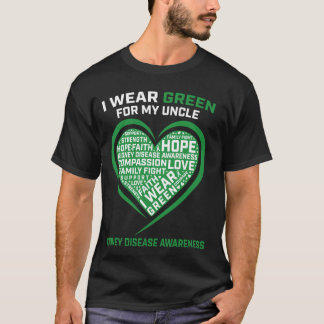 緑のリボンのおじさん 腎臓病啓発 ハート Tシャツ