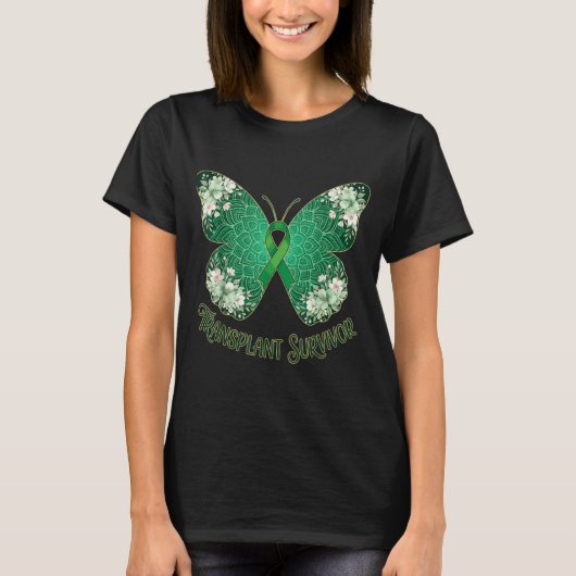 緑のリボンの蝶マンダラ移植サバイバー Tシャツ (正面)