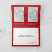 緑のリボンの赤い写真のクリスマスの休日の挨拶 シーズンカード (内部)