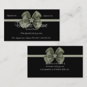 緑のリボンまたは弓名刺との黒 名刺 (正面/裏面)