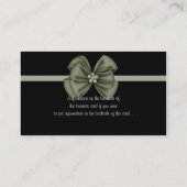 緑のリボンまたは弓名刺との黒 名刺 (裏面)